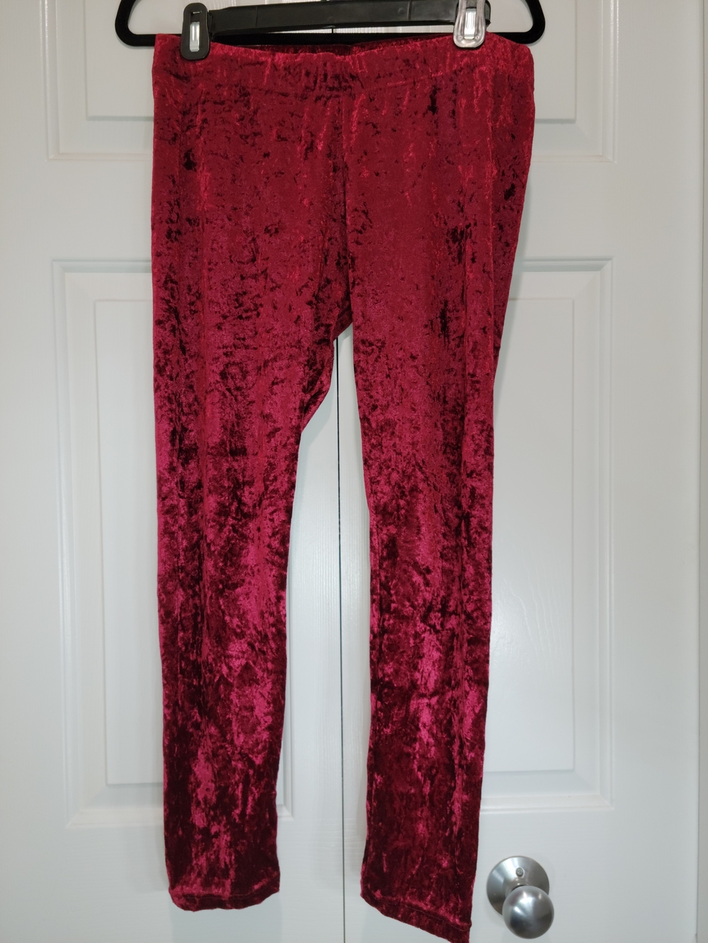 Sweet Crushed Velvet Leggings In Burgundy Red